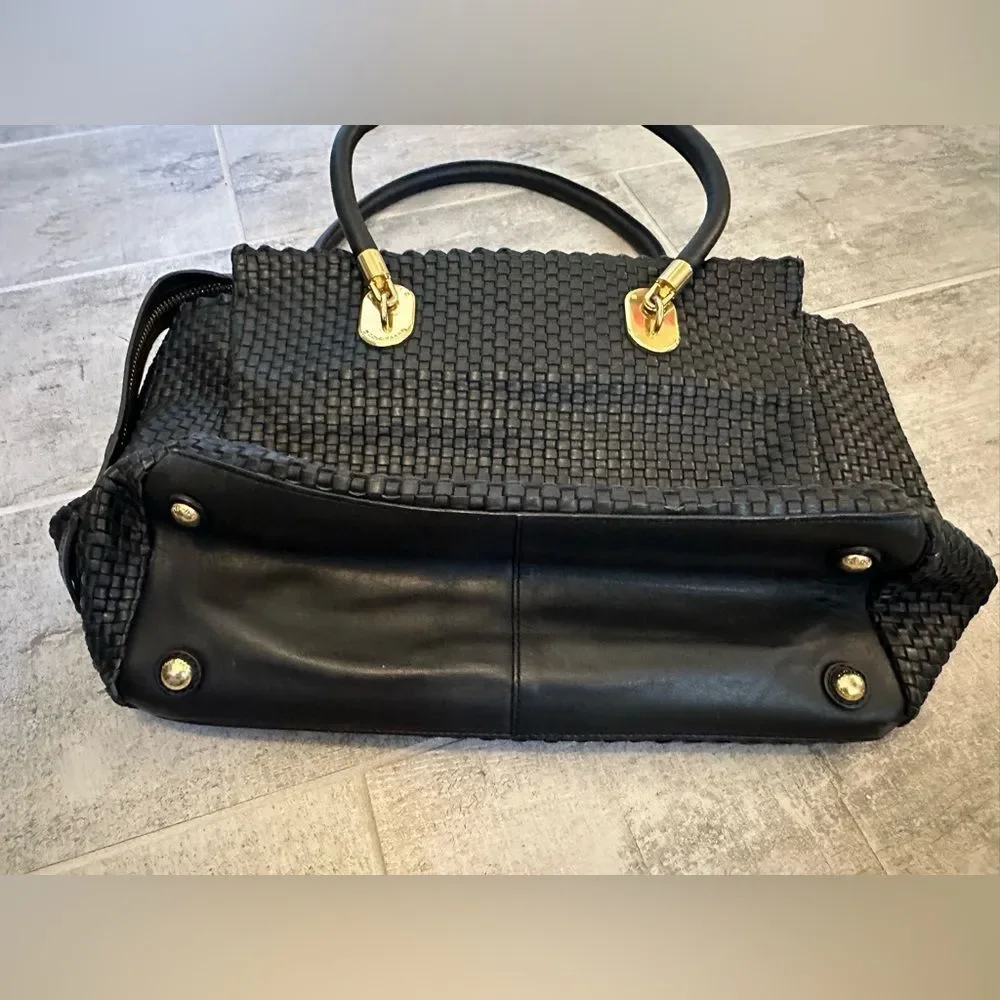Cole Haan Genevieve Woven Black Leather Bag